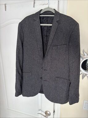 SAMSOE SAMSOE MEN DARK GRAY Two-Button Blazer-SEE MEASUREMENTS